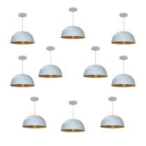 Kit 10 Luminária Pendente Meia Lua 24cm Com Interior Cobre Fiação 110/220v Kit 10 Luminária Pendente Meia Lua 24cm Com Interior Cobre Fiação 110/220v