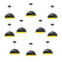 Kit 10 Luminária Pendente Meia Lua 24cm Interior Amarelo Com Fiação 110/220v Kit 10 Luminária Pendente Meia Lua 24cm Interior Amarelo Com Fiação 110/220v