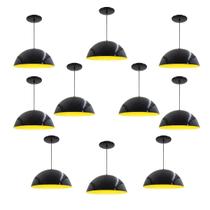 Kit 10 Luminária Pendente Meia Lua 40cm Interior Amarelo Com Fiação 110/220v Kit 10 Luminária Pendente Meia Lua 40cm Interior Amarelo Com Fiação 110/220v