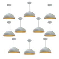 Kit 10 Luminária Pendente Meia Lua 40cm Interior Cobre Fiação 110/220v Kit 10 Luminária Pendente Meia Lua 40cm Interior Cobre Fiação 110/220v