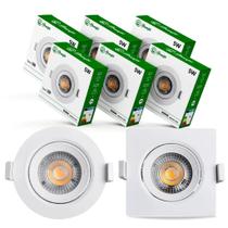 Kit 10 Luminária Teto Spot Led 5w Direcionável 6500k Branco Frio quadrado