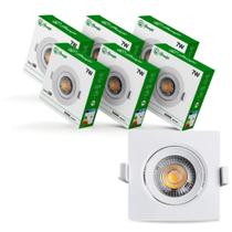 Kit 10 Luminária Teto Spot Led 7w Direcionável 3000k quadrado Branco Quente