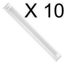 Kit 10 luminaria tubular led 18w 60cm 4000k branco neutro sobrepor biv galaxy