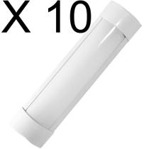 Kit 10 luminaria tubular led 9w 30cm 6500k branco frio sobrepor biv embuled