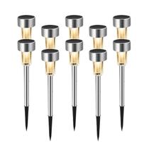 Kit 10 Luminárias Balizador Solar Cromado ZON 3000K Automática para Decoração de Jardim em LED Kit 10 Luminárias Balizador Solar Cromado ZON 3000K Automática para Decoração de Jardim em LED