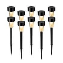 Kit 10 Luminárias Balizador Solar Preto ZON 3000K Automática para Decoração de Jardim em LED