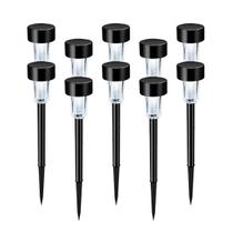 Kit 10 Luminárias Balizador Solar Preto ZON 6000K Automática para Decoração de Jardim em LED