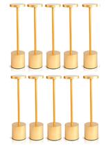 Kit 10 Luminárias de Mesa Candeeiro Led Dourada Sem Fio Tutto Home Recarregável