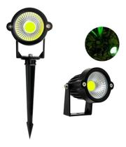 Kit 10 Luminárias Espeto Com Lâmpada Cob Led 7w Branco Frio