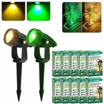 Kit 10 Luminárias Espeto Jardim LED 7W Preto Bivolt IP65 Cor Branco Quente 3000k ou Verde Externo Kit 10 Luminárias Espeto Jardim LED 7W Preto Bivolt IP65 Cor Branco Quente 3000k ou Verde Externo