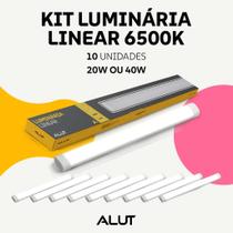 Kit 10 Luminárias Led Linear 20w ou 40W 6500K Branco Frio 110v 220v Branco Alut By Avant