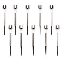 Kit 10 Luminárias Luz Solar Inox Led Poste Iluminação Jardim Kit 10 Luminárias Luz Solar Inox Led Poste Iluminação Jardim