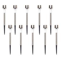 Kit 10 Luminárias Luz Solar Inox Led Poste Iluminação Jardim Kit 10 Luminárias Luz Solar Inox Led Poste Iluminação Jardim