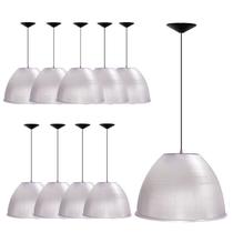 Kit 10 Luminárias Para Galpão Industrial 12 Poleg Cristal