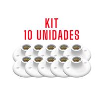 Kit 10 Luminárias Plafonier Plástico Soquete Porcelana E-27