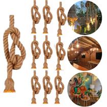 Kit 10 Luminárias Retrô Corda Sisal Perfeito para Ambientes Comerciais e Decoração Rústica