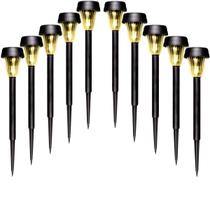 Kit 10 Luminárias Solar Jardim Led Amarela Balizador Automática Prova De Água Sem Fio