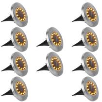 Kit 10 Luminárias Solar Spot de Chão 12 Leds Luz Quente e a Prova DAgua CASA LYS Kit 10 Luminárias Solar Spot de Chão 12 Leds Luz Quente e a Prova DAgua CASA LYS
