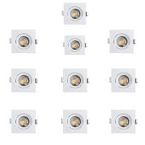 Kit 10 Luminárias Spot Led De Embutir Quadrado 7w Bivolt 3000K 6500K