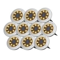 Kit 10 Luminárias Spot Solar Cromado ZON 3000K Automática para Decoração de Jardim em LED