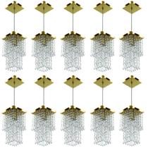 Kit 10 Lustres Pendente De Cristal Acrilico Spark Dourado Kit 10 Lustres Pendente De Cristal Acrilico Spark Dourado