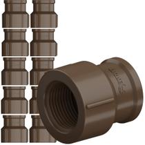 Kit 10 Luva Soldável Com Rosca Roscável PVC Marrom Canos Tubos Água Fria 1.1/2” Polegadas 50mm Tigre
