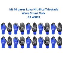 Kit 10 Luvas Proteção Nitrílica Tricotada Wave Smart Volk CA 46803 Kit 10 Luvas Proteção Nitrílica Tricotada Wave Smart Volk CA 46803
