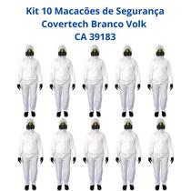 Kit 10 Macacão Segurança Covertech Branco Volk CA 39183 Kit 10 Macacão Segurança Covertech Branco Volk CA 39183