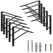 Kit 10 Mão Francesa Cantoneira Prateleira Suporte Bucha E Parafuso 27 cm