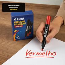 Kit 10 Marcador Permanente Vermelha FIRST Vermelha