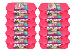 Kit 10 Marmitas Plástica Hermética Com Trava E Divisória 1L Kit 10 Marmitas Plástica Hermética Com Trava E Divisória 1L