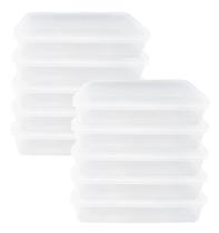 Kit 10 Marmitas Potes 1000ml Plástico Retangular Hermético
