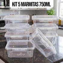 Kit 10 Marmitas Potes 750ml Travas Laterais hermeticas - Livres de BPA Alimentos organiza congelador
