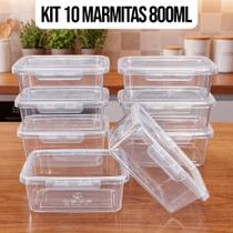 Kit 10 Marmitas Potes 800ml Travas Laterais hermeticas Livres de BPA Alimentos organiza congelador