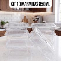 Kit 10 Marmitas Potes 850ml Travas Laterais Hermeticas Livres de BPA Alimentos Organiza Congelador Kit 10 Marmitas Potes 850ml Travas Laterais Hermeticas Livres de BPA Alimentos Organiza Congelador