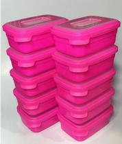 kit 10 Marmitinha 500ml - Freezer Microondas Hermético Cor Pink - helsim