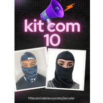 Kit 10 máscara balaclava moto, vigilante touca ninja proteção