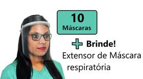 Kit 10 Máscara Protetora Facial Face Shield + Leve Extensor Protetor de Orelha