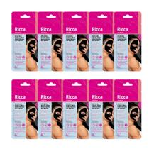 Kit 10 Máscaras Preta Limpeza de Pele Cravos Impurezas e Oleosidade Ricca 8g