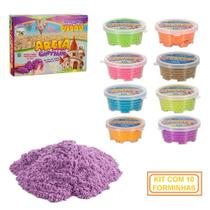 Kit 10 Massinhas De Areia Cinética Com Forminha Pote 60 Gr