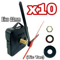 Kit 10 Mecanismos Para Relógio De Parede Personalizado Eixo 22mm Montagem Artesanato - Quartz
