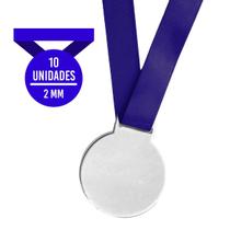 Kit 10 Medalhas 6cm- 2mm c/ Fita Azul