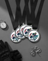 Kit 10 Medalhas Para Ciclismo Bike Campeão 50mm Com Fita Preta