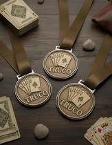 Kit 10 Medalhas Para Jogo De Truco 50mm Com Fita Marrom Kit 10 Medalhas Para Jogo De Truco 50mm Com Fita Marrom