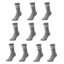 Kit 10 Meias Listradas Cano Médio Algodão Academia Skate Caminhada 2 Listras