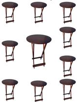 Kit 10 Mesas Bistro Dobrável 60x60 cor Imbuia Bar Restaurante Lanchonete