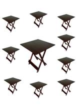 KIT 10 Mesas Dobrável 70x70 cor IMBUIA Bares Restaurantes Lanchonetes