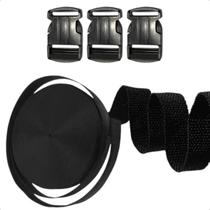 KIt 10 Metros Cinta Ca Cadarço 10 Fechos Para Mochilas Bolsas Bags Artesanato Acessórios 40mm