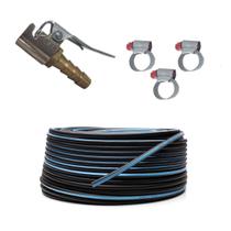 Kit 10 Metros Mangueira 300 Psi Compressor Calibrador Bico Encher Pneu Presilha