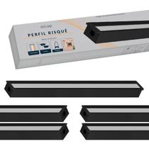 Kit 10 metros Perfil p/ Led Embutir Aluminio Risque Nano 5x2m 13x10mm Preto Cod: 338251628-5 Deluxe